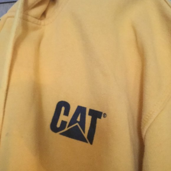 CAT full zip hoodie yellow size 2X in great used condition logo down sleeve - Picture 2 of 5